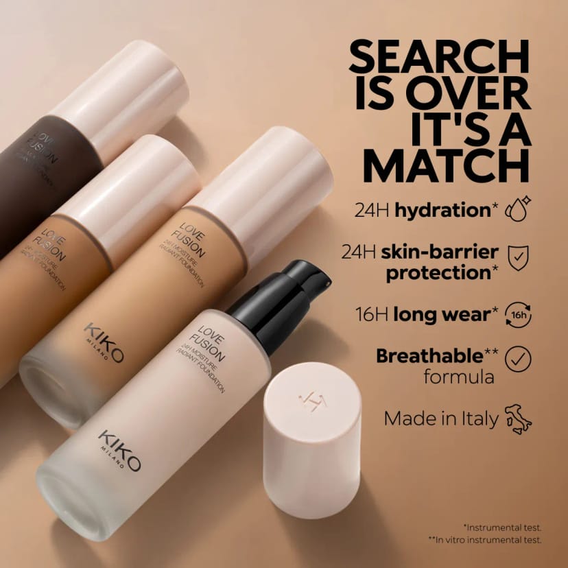 Foundations | Love Fusion 24H Moisture Radiant Foundation | KIKO Foundations | Love Fusion 24H Moisture Radiant Foundation | KIKO